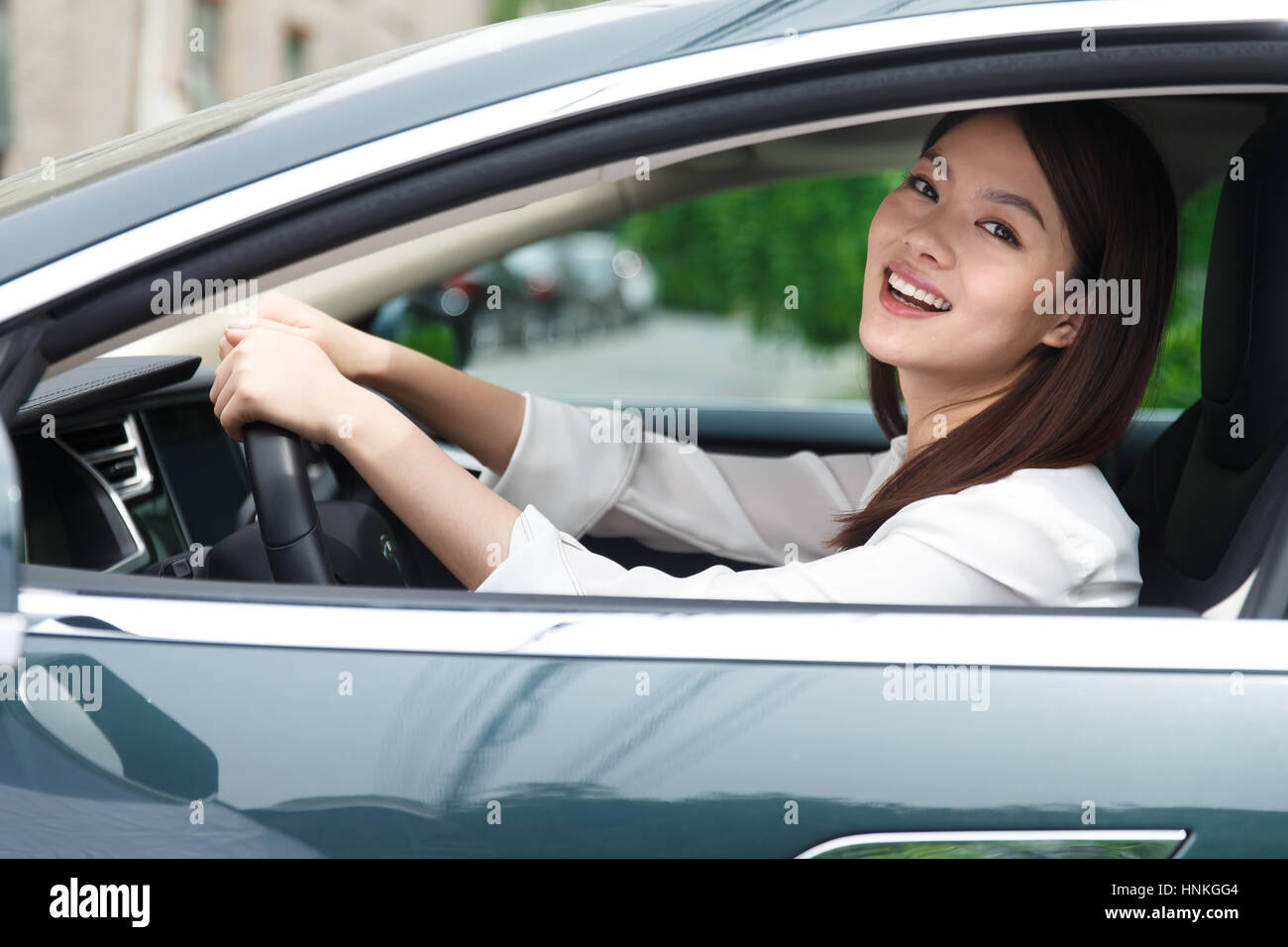 Young women drive Stock Photo Alamy