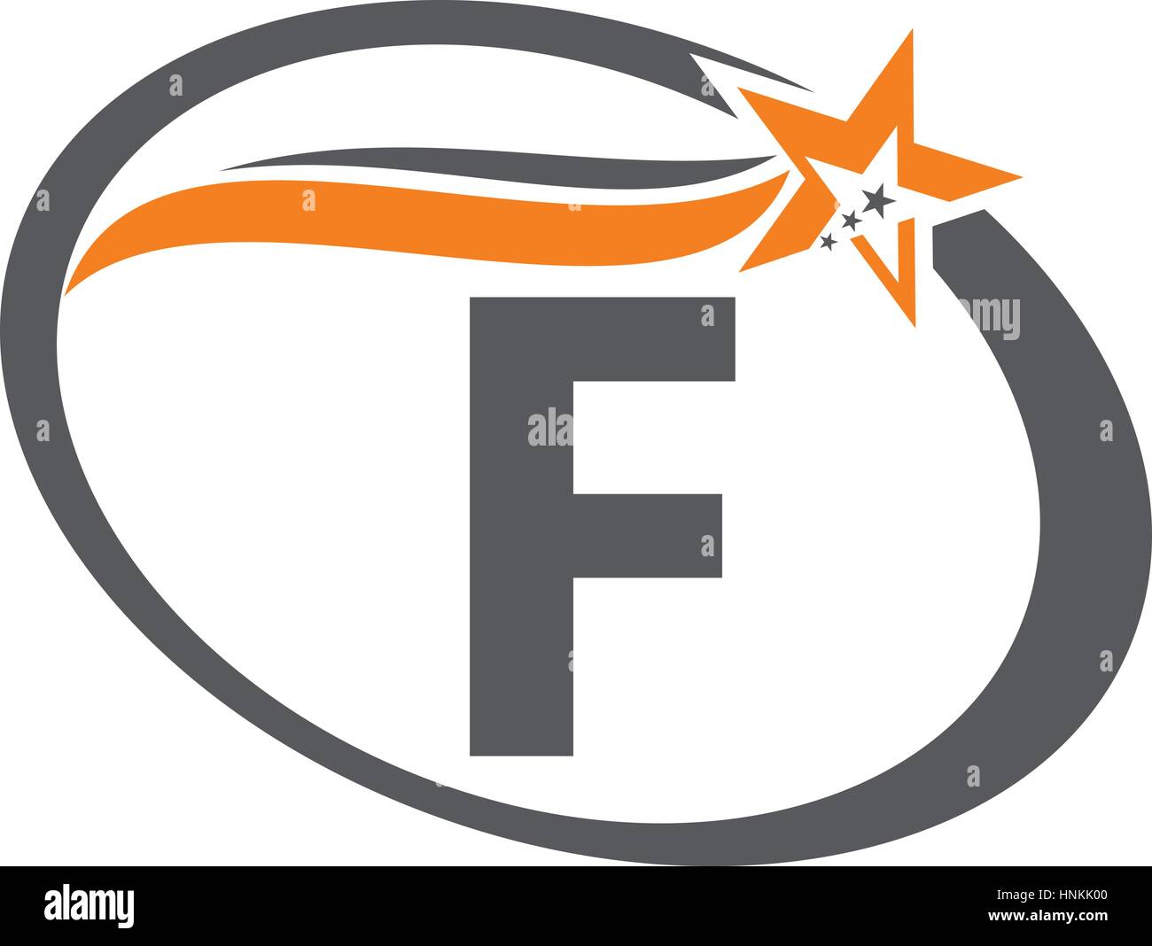 Star Swoosh Letter F Stock Vector