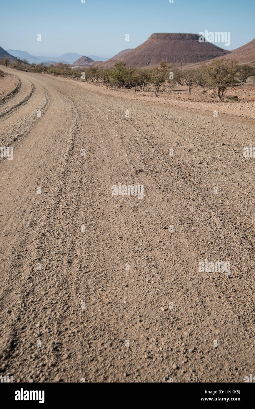 Typical gravel road, Namibia, Africa Stock Photo