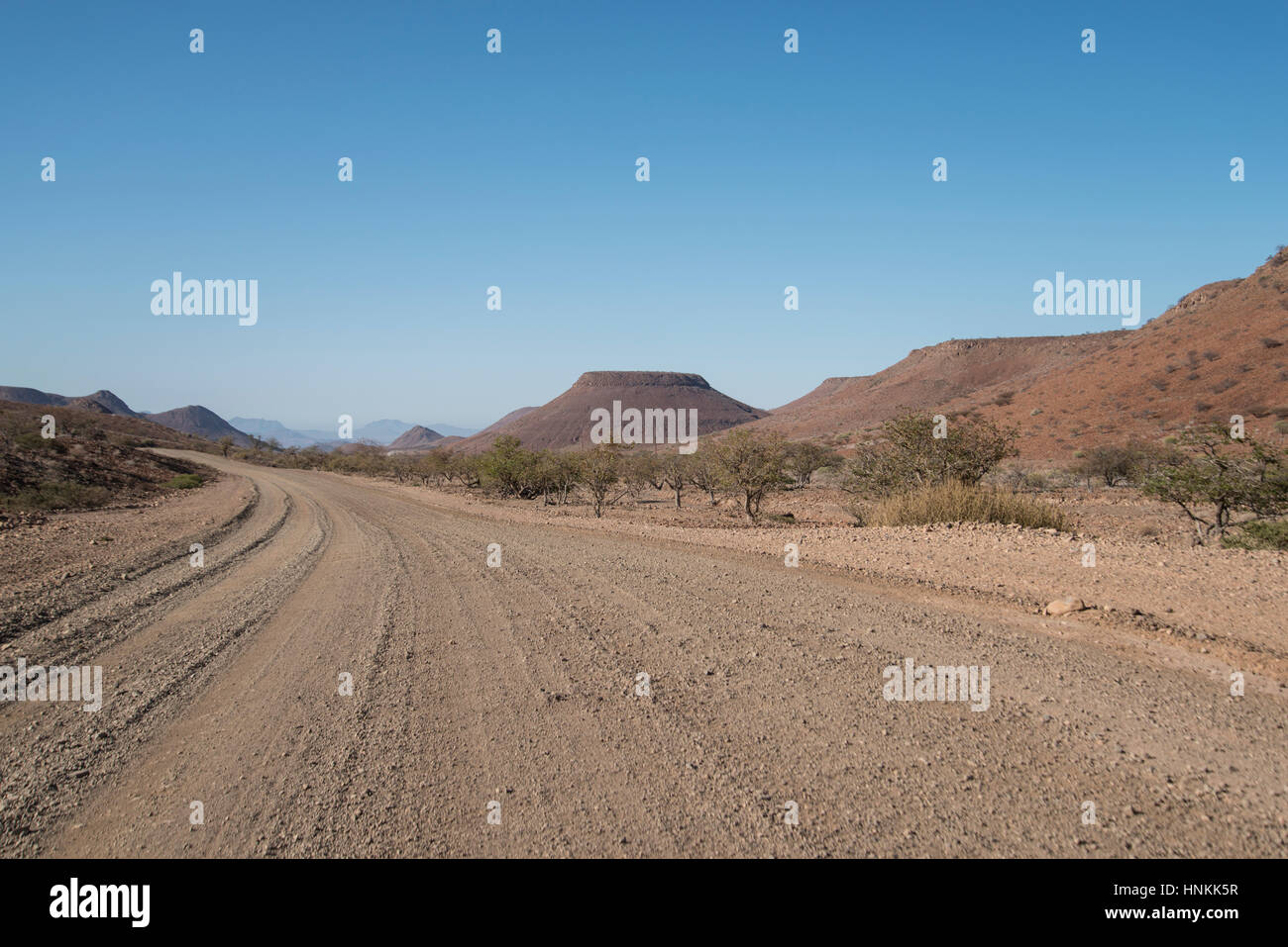 Typical gravel road, Namibia, Africa Stock Photo