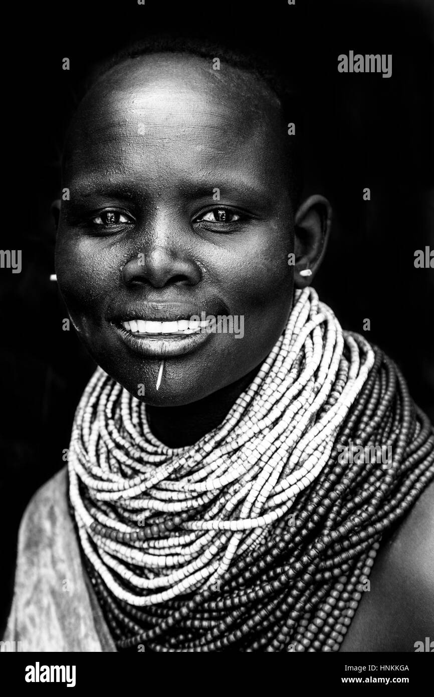 Portrait young karo tribe woman Black and White Stock Photos & Images ...