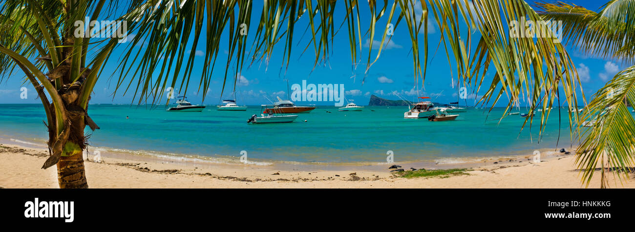 amazing panorama  beaches of Mauritius island. Tropical vacation Stock Photo