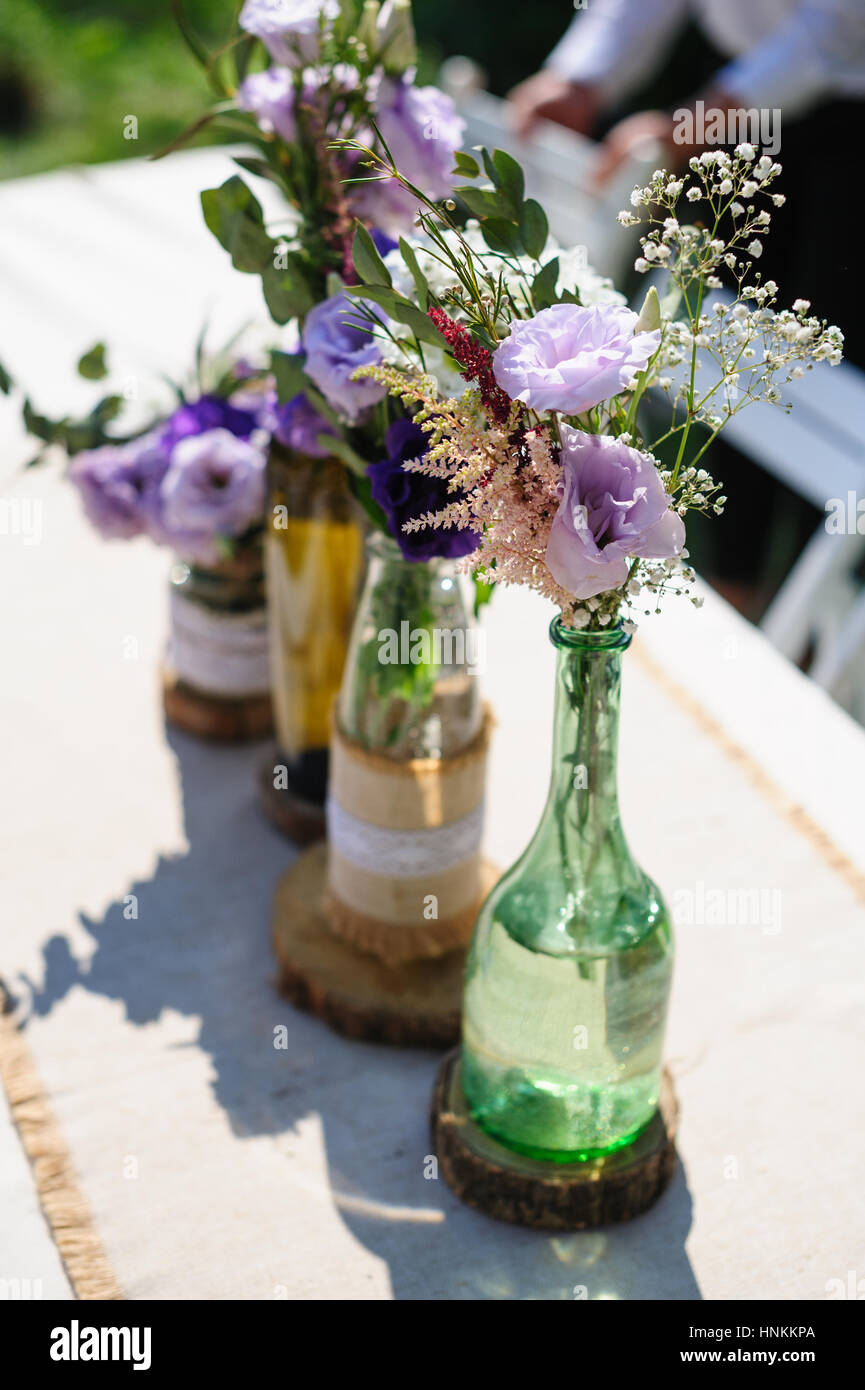 Wedding decoration of flowers to decorate the ceremony in the park Stock Photo