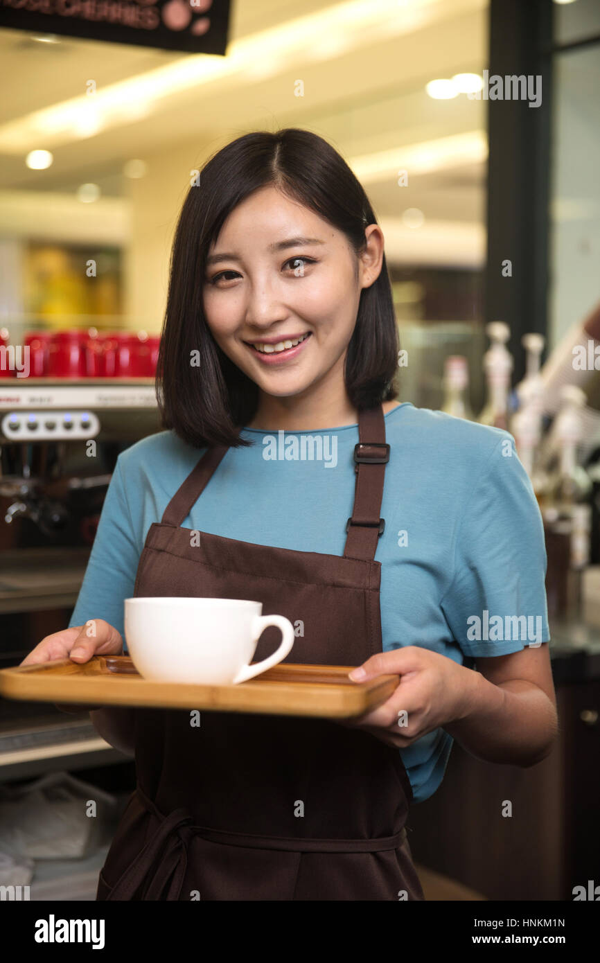 Coffee shop attendant Stock Photo Alamy