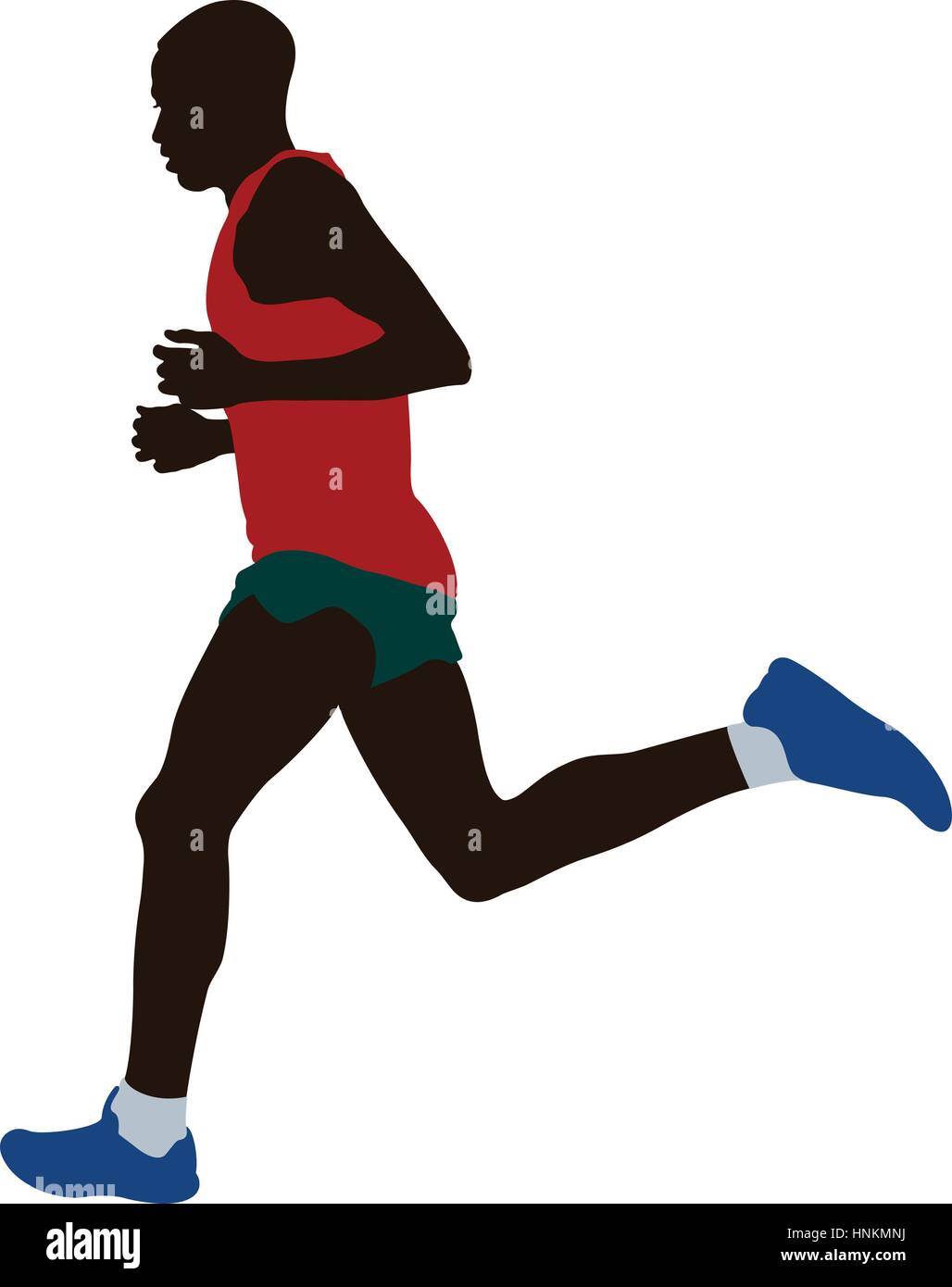 Kenyan athlete runner running marathon vector illustration Stock Vector