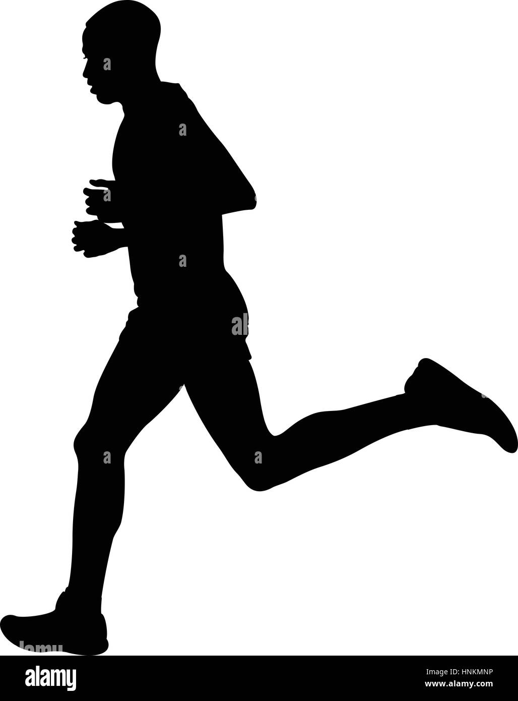 Kenyan athlete marathon runner running black silhouette Stock Vector