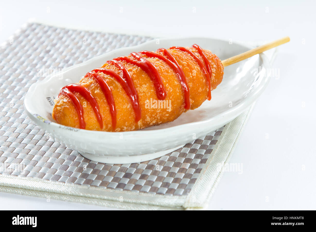 deep fried hot dog Stock Photo