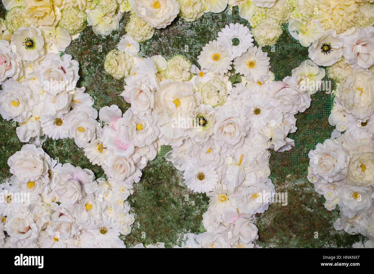 decor of white flowers for wedding ceremony Stock Photo