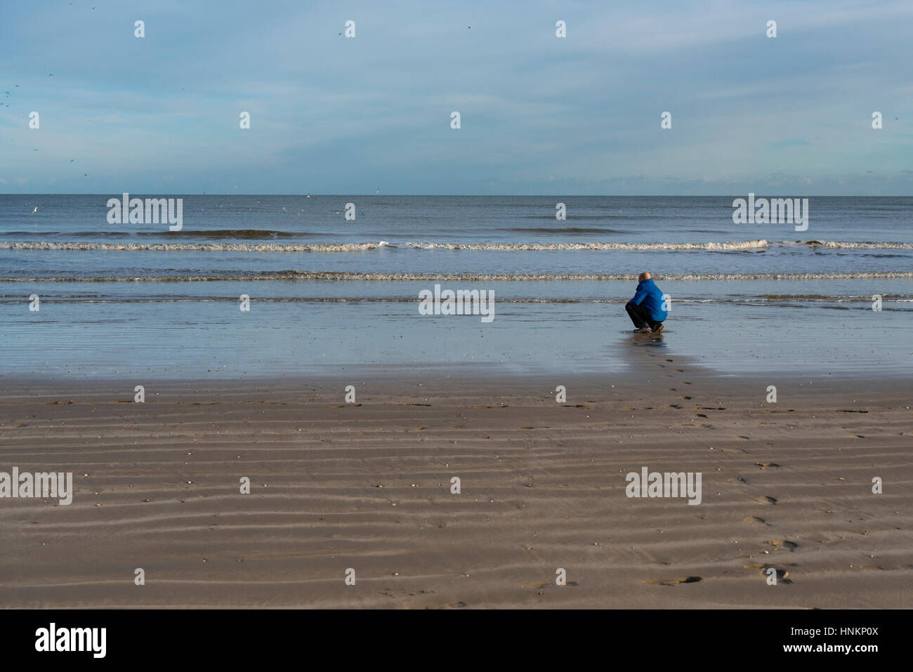 On the Beach late winter afternoon Greatstone Kent Stock Photo