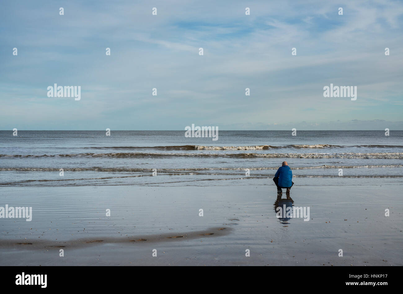 On the Beach late winter afternoon Greatstone Kent Stock Photo