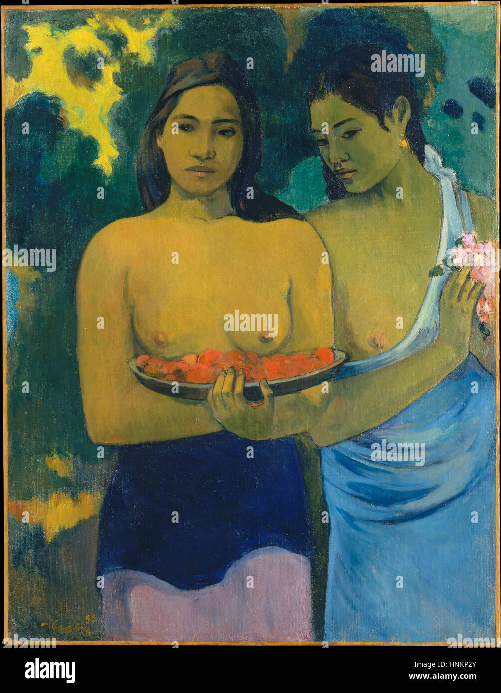 Two Tahitian Women by Paul Gauguin (1899) Stock Photo