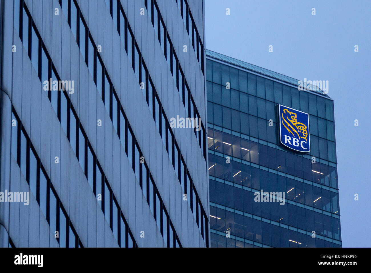 TORONTO, CANADA - DECEMBER 21, 2016: Headquarters of the Royal Bank of Canada in Toronto, Ontario, Canada  The Royal Bank of Canada (RBC; French: Banq Stock Photo