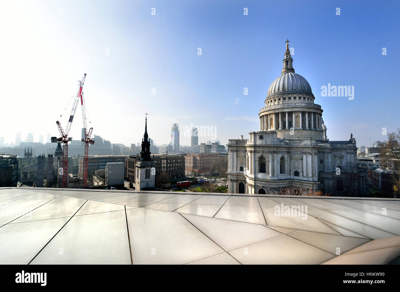 London, England, UK. St Paul's Cathedral seen from One New Change shopping centre roof terrace Stock Photo