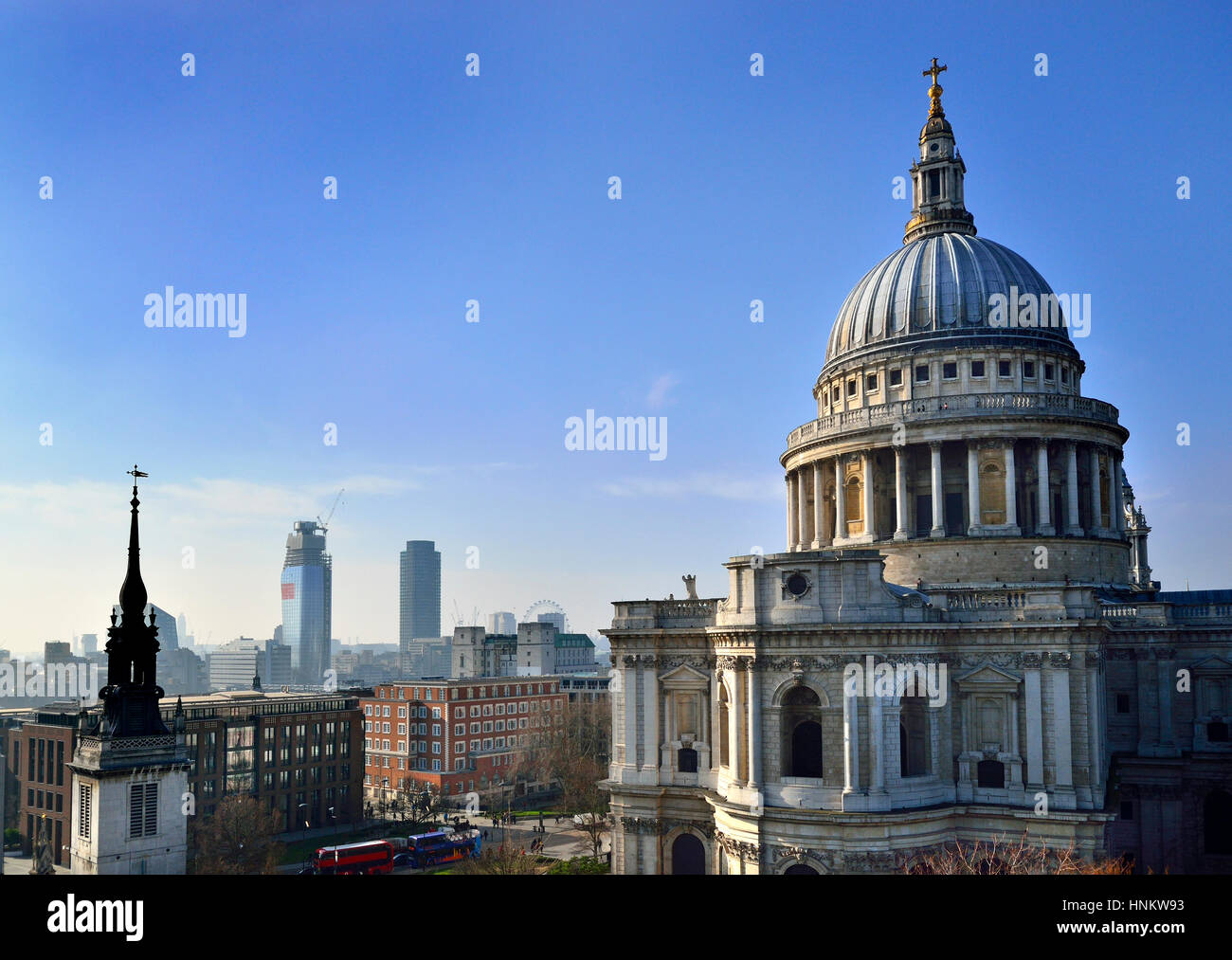 London, England, UK. St Paul's Cathedral seen from One New Change shopping centre roof terrace Stock Photo