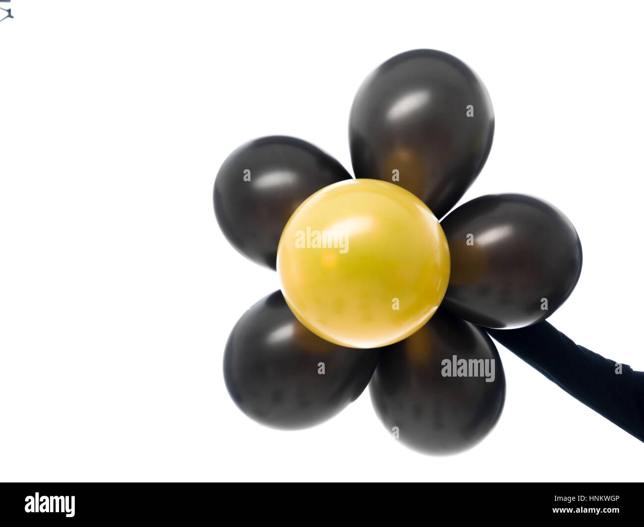 Minimal Black Balloon Flower With Yellow Center Decoration