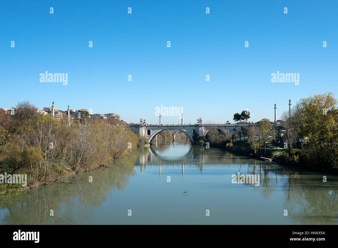 Flaminio bridge taken from Milvio bridge. Rome, Italy Stock Photo