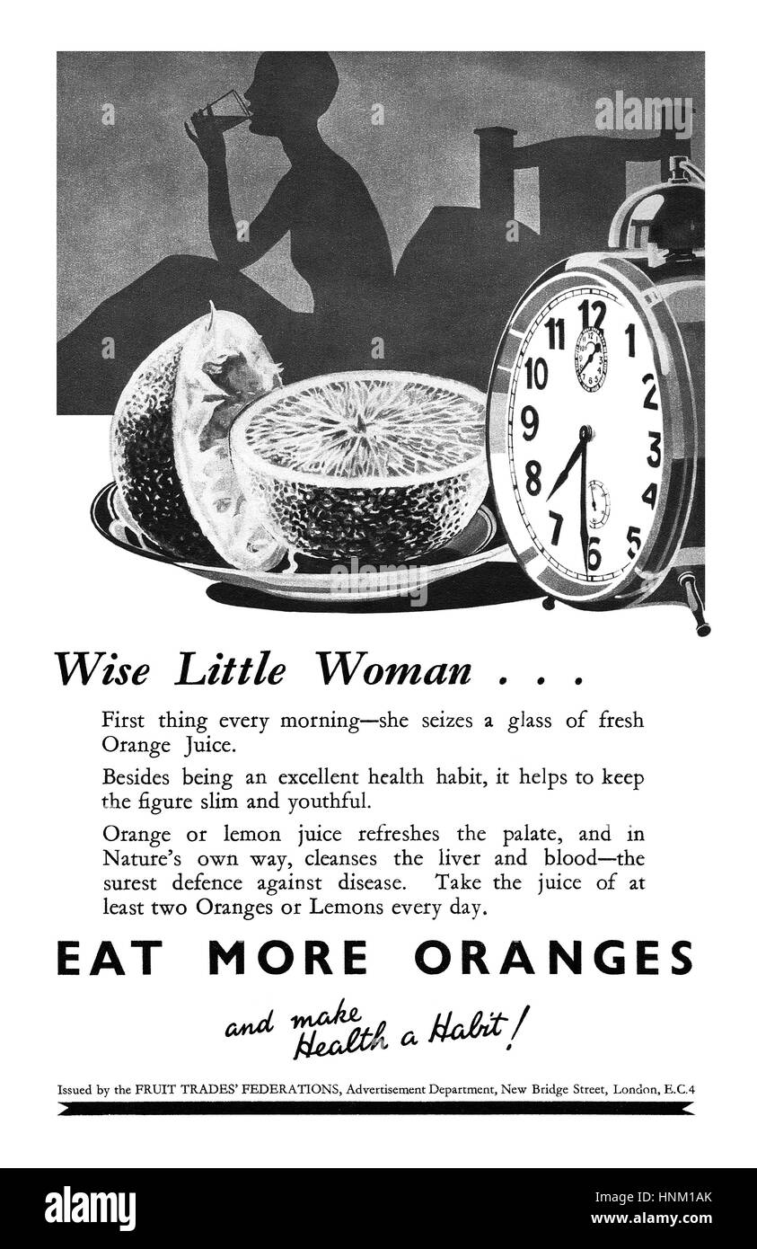 1932 British advertisement for the Fruit Traders' Federations Stock Photo