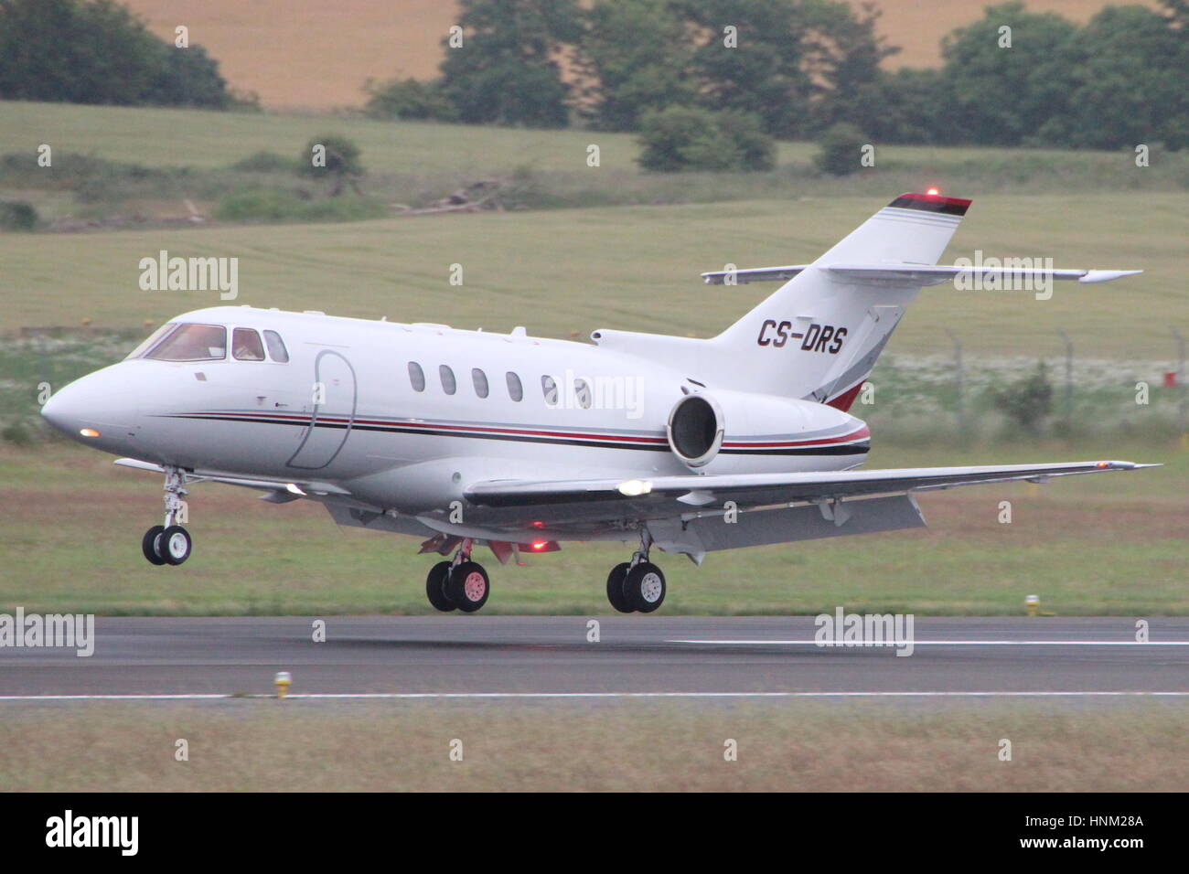 CS-DRS, a Hawker Beechcraft 800XPi operated by NetJets Europe, at Prestwick International Airport in Ayrshire, Scotland. Stock Photo