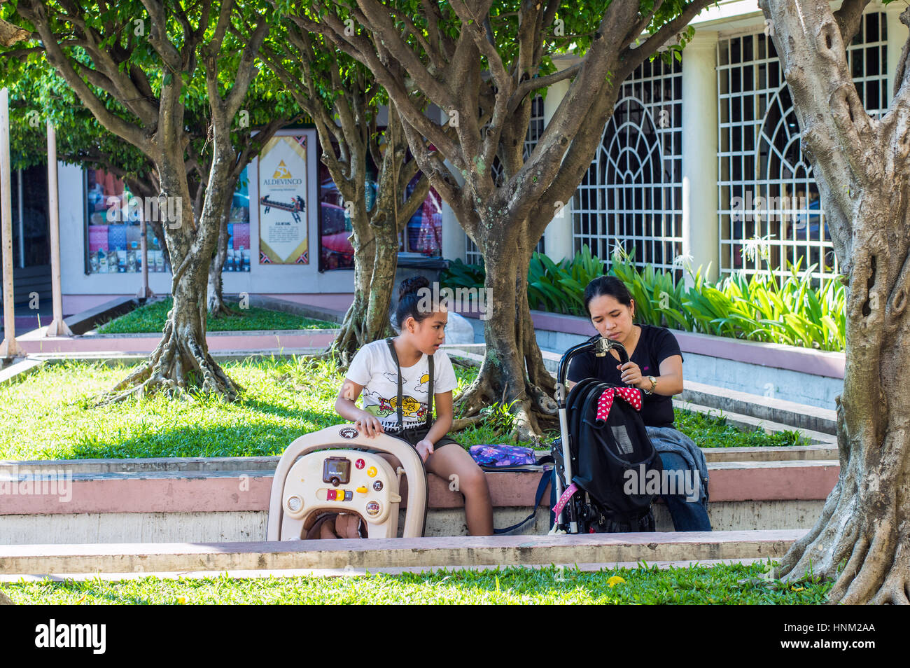 Garden scene, Aldevinco Shopping Center, Davao, Davao Del Sur, Philippines Stock Photo