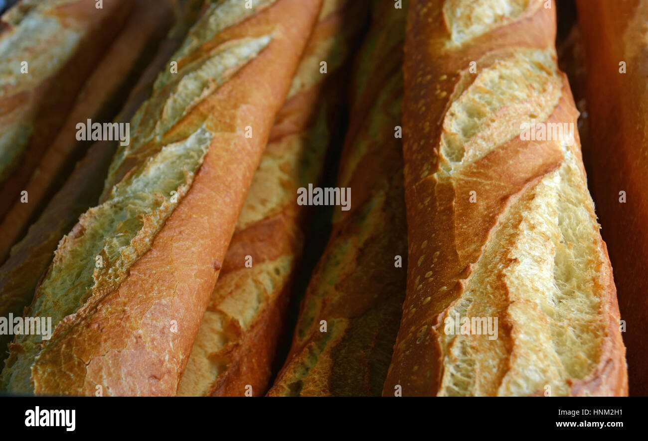 Closeup View of a stack of Crisp Fresh Baked French Bread Sticks Stock Photo Alamy