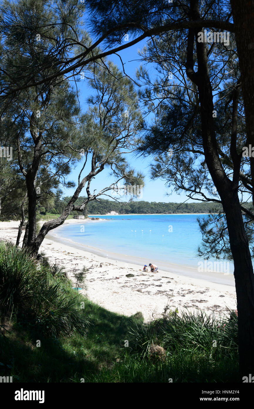 The sandy beach of Washerwoman's Beach, Bendalong, Red Point, Shoalhaven, South Coast, New South Wales, NSW, Australia Stock Photo