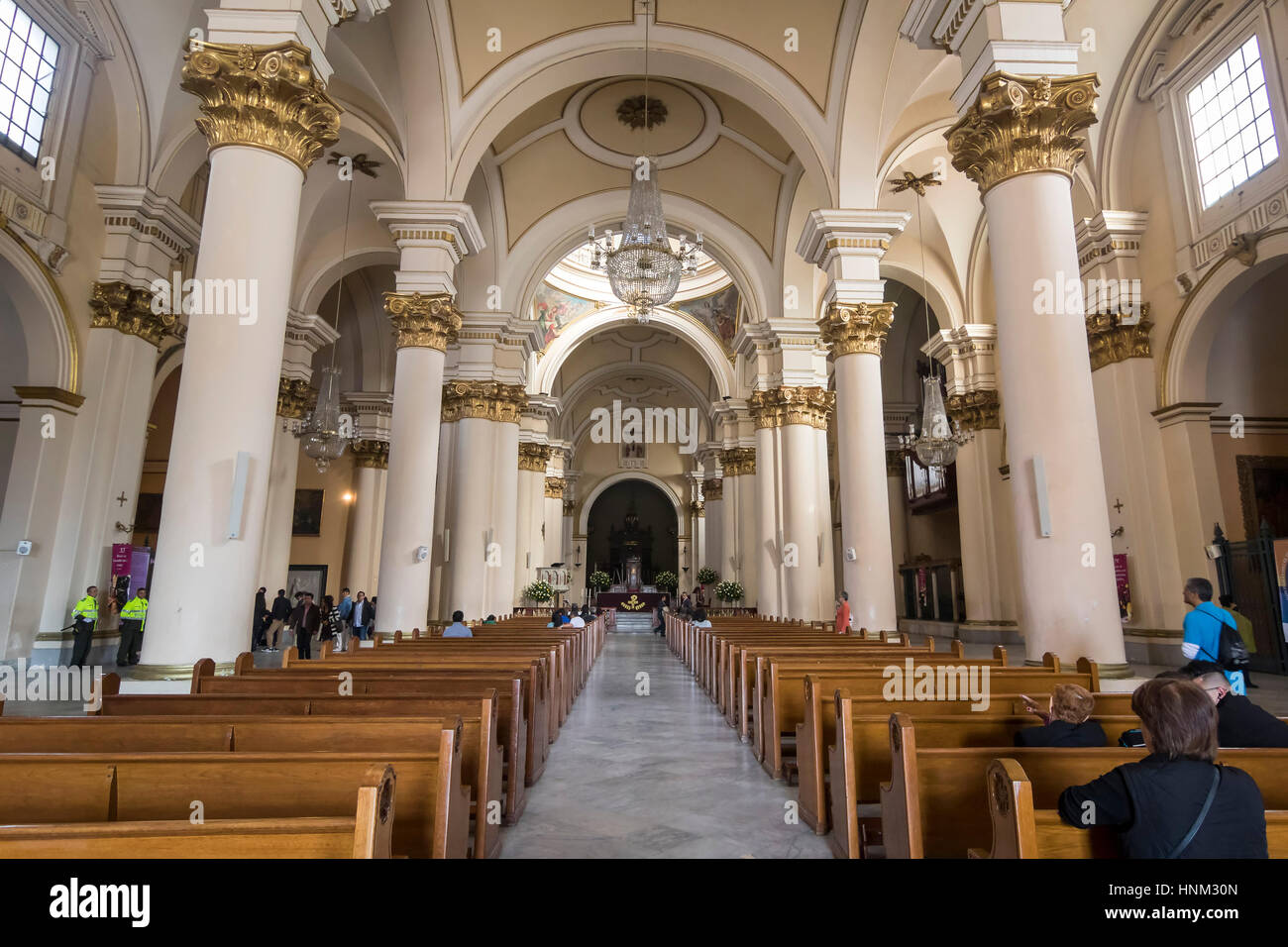 Interior of the Primatial Cathedral of Bogota. Bogota, Colombia. Stock Photo