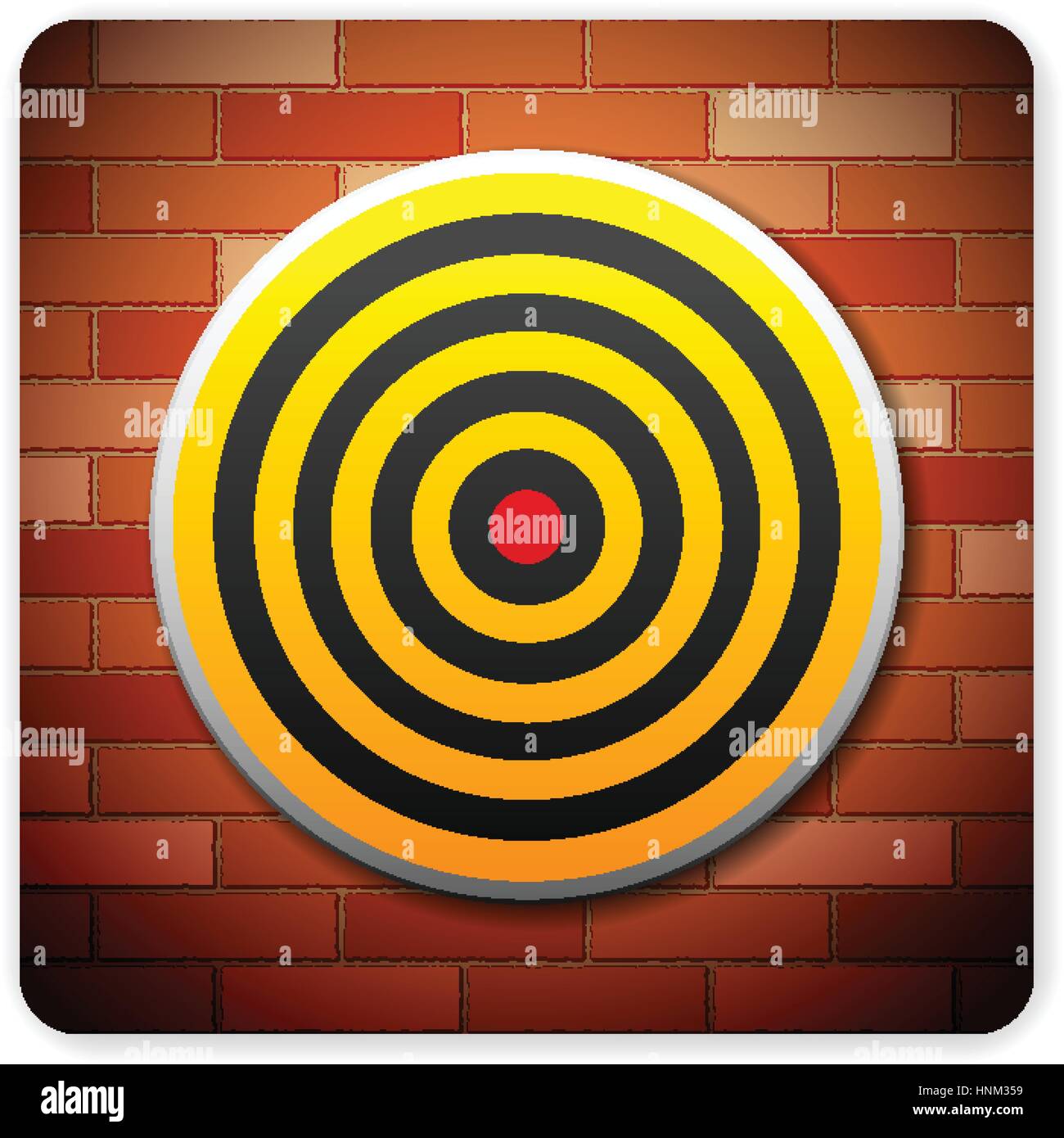 Brick wall with target icon on a white background Stock Vector Image