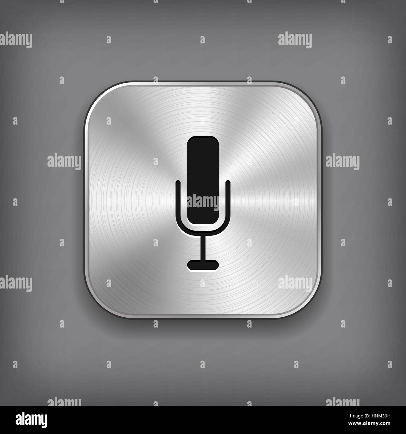 Microphone  icon - vector metal app button Stock Vector
