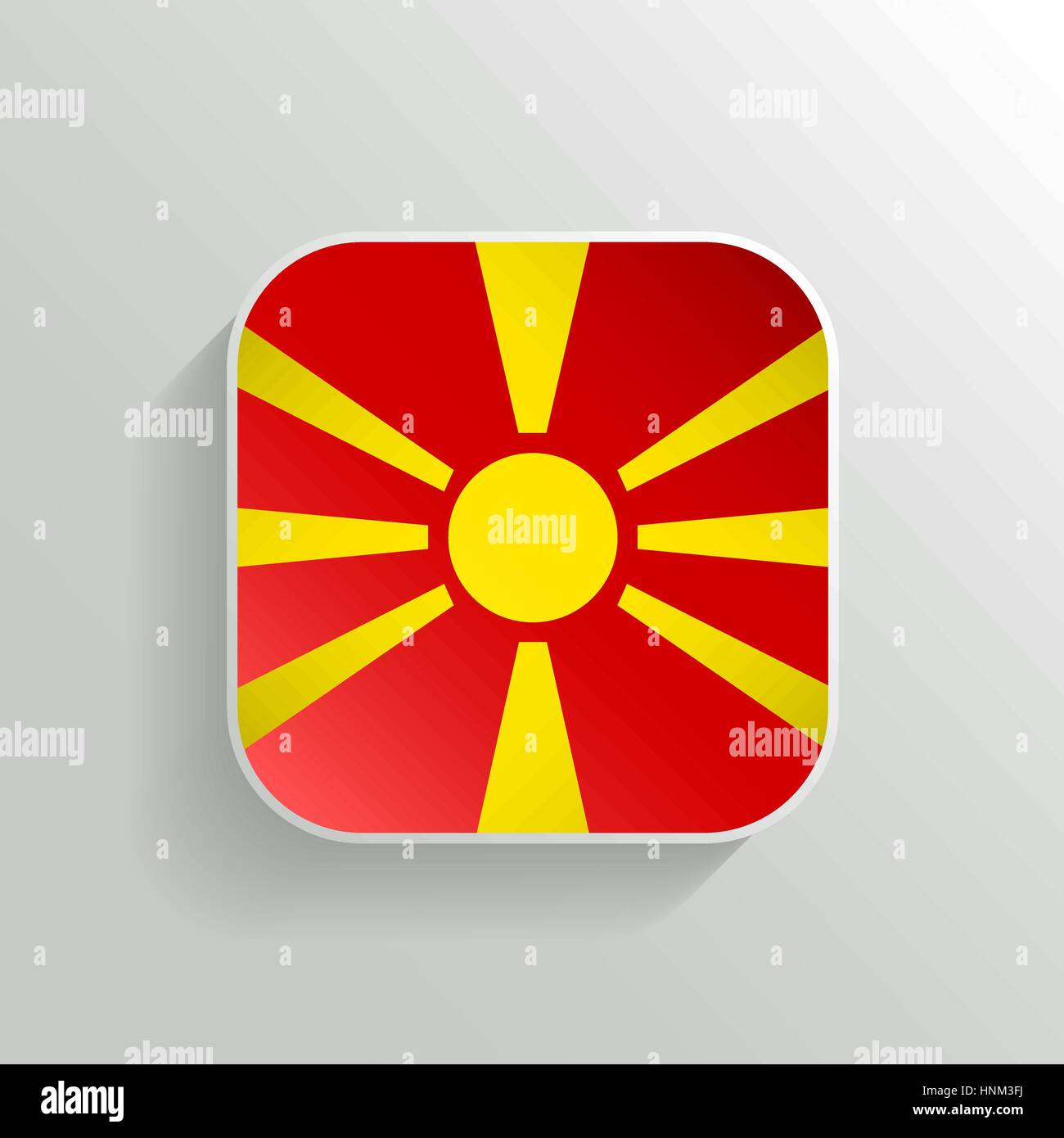 Vector Button - Macedonia Flag Icon on White Background Stock Vector