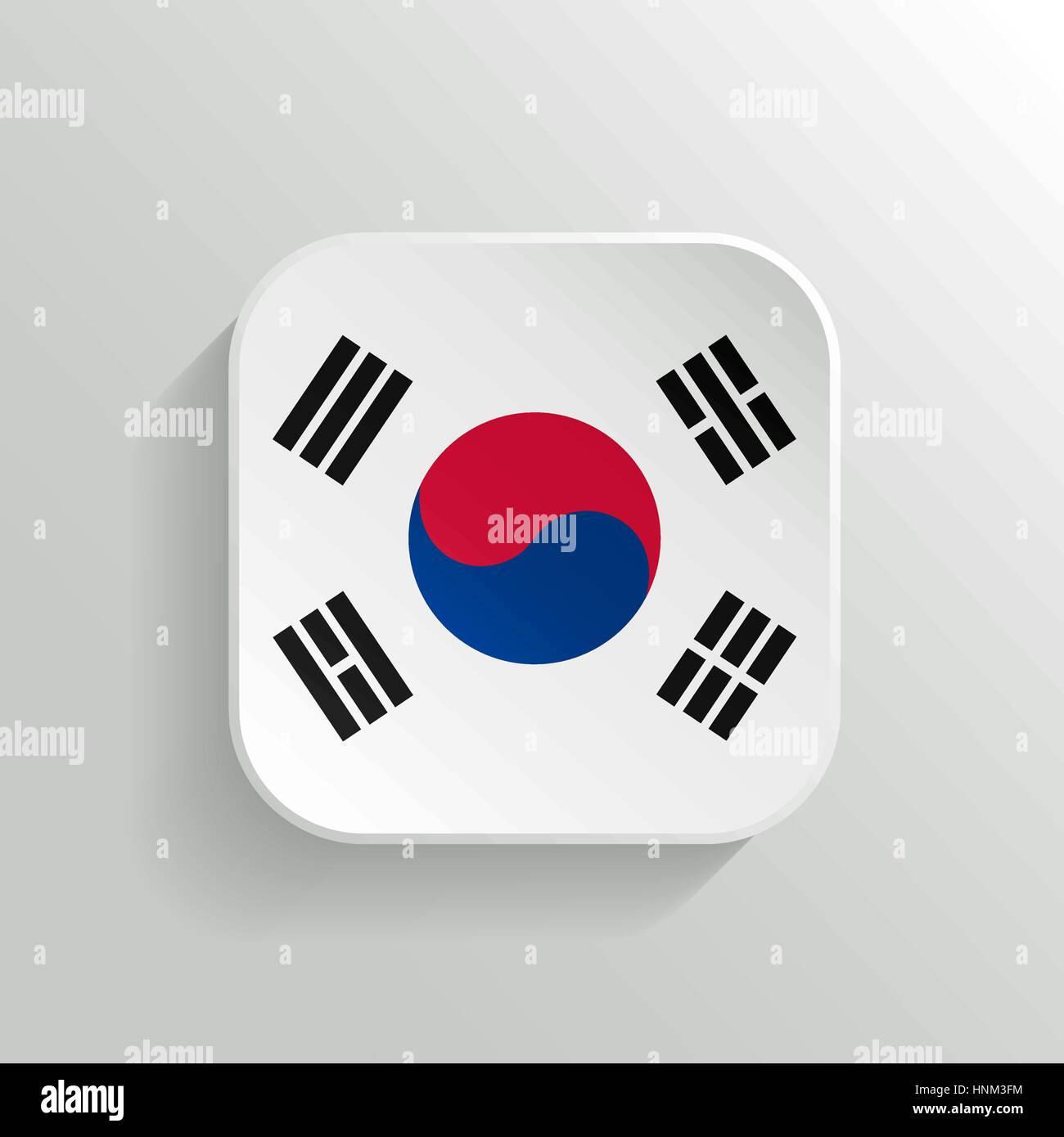 Vector Button - South Korea Flag Icon on White Background Stock Vector