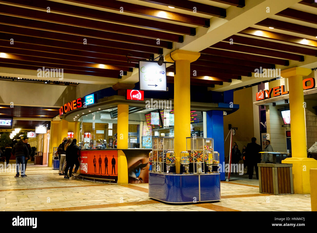 Cinema-complex, Yelmo Cine showing entrance with movies playing. Commercial  center, Plaza Mayor, Malaga, Spain Stock Photo - Alamy