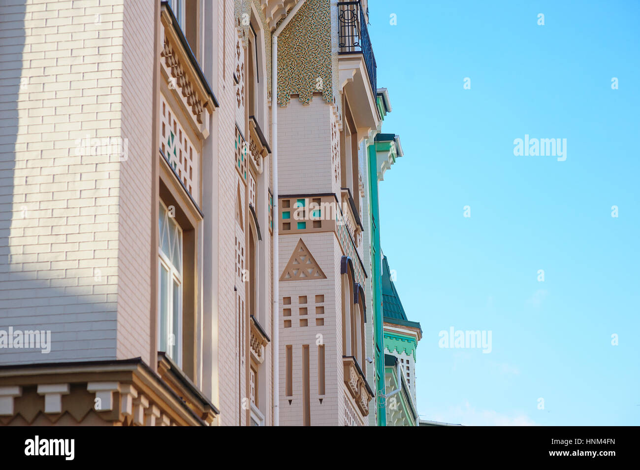 ancient architectural building with balconies Stock Photo