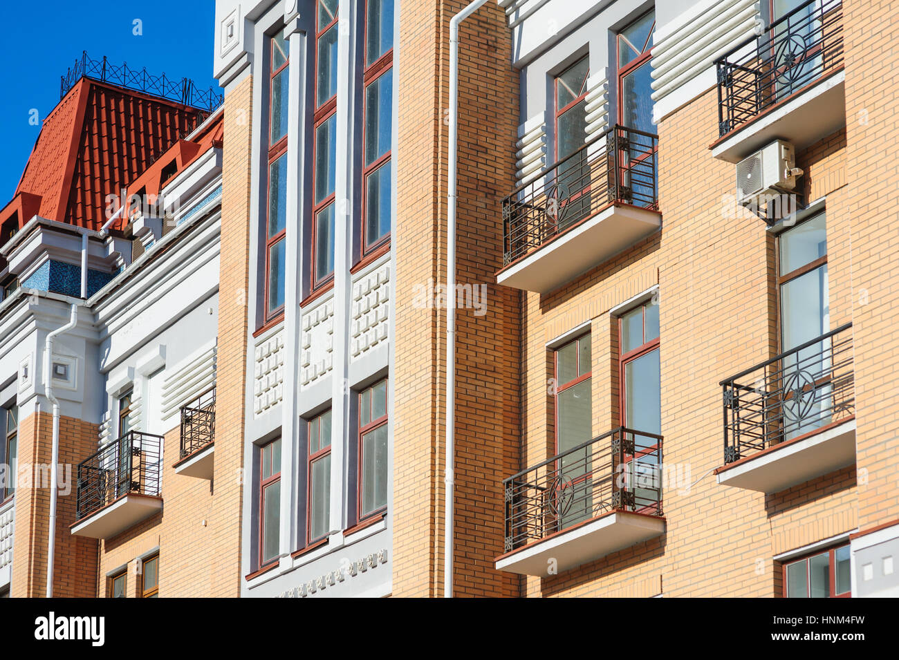 ancient architectural building with balconies Stock Photo