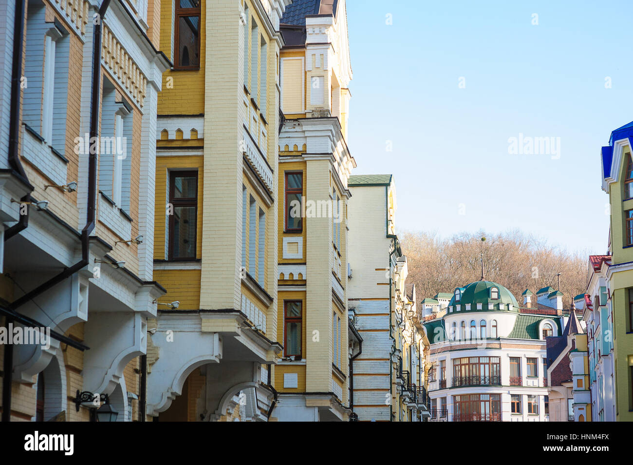 ancient architectural building with balconies Stock Photo
