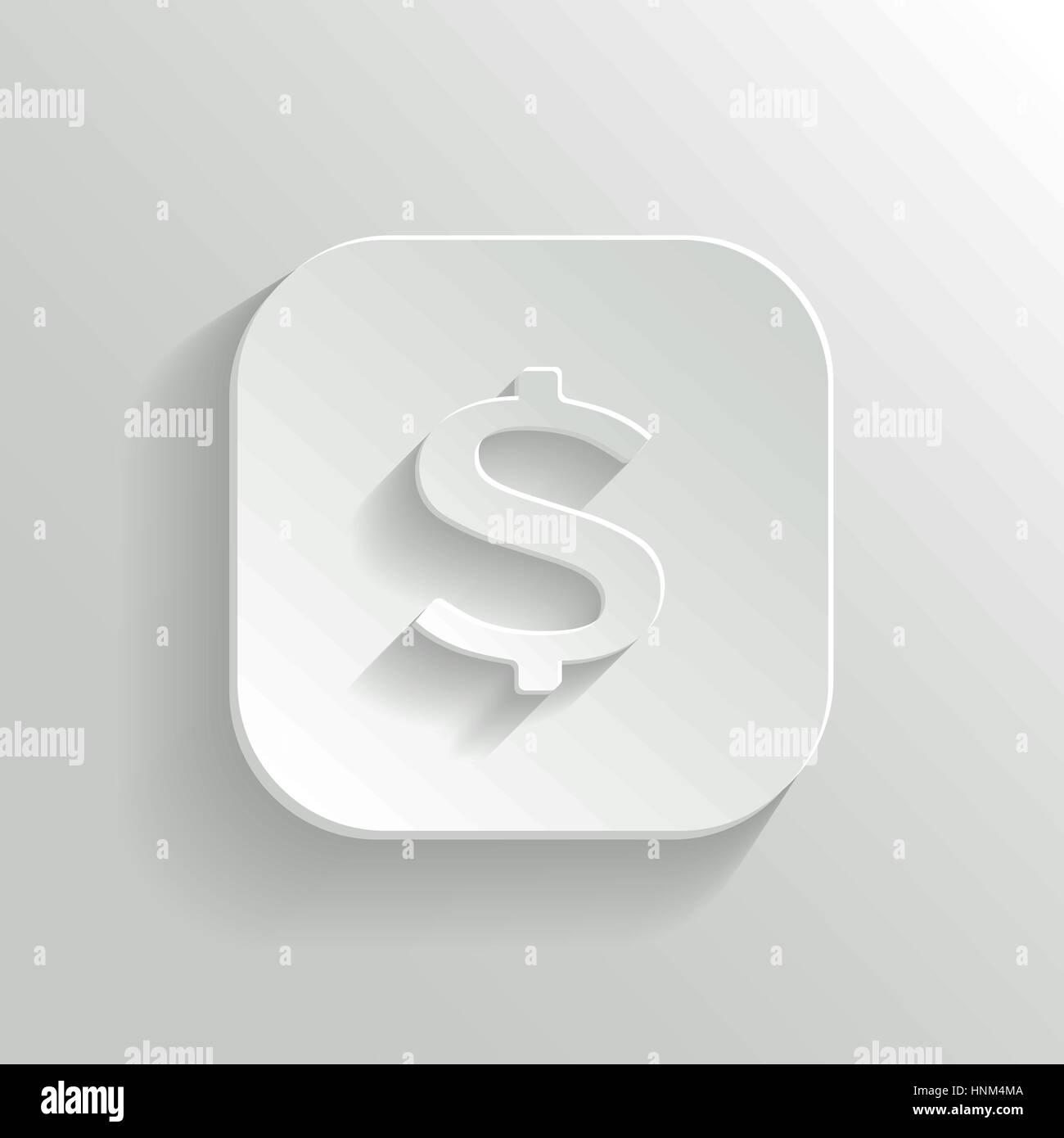 US Dollar Icon on White Button. Vector Money Symbol. Stock Vector