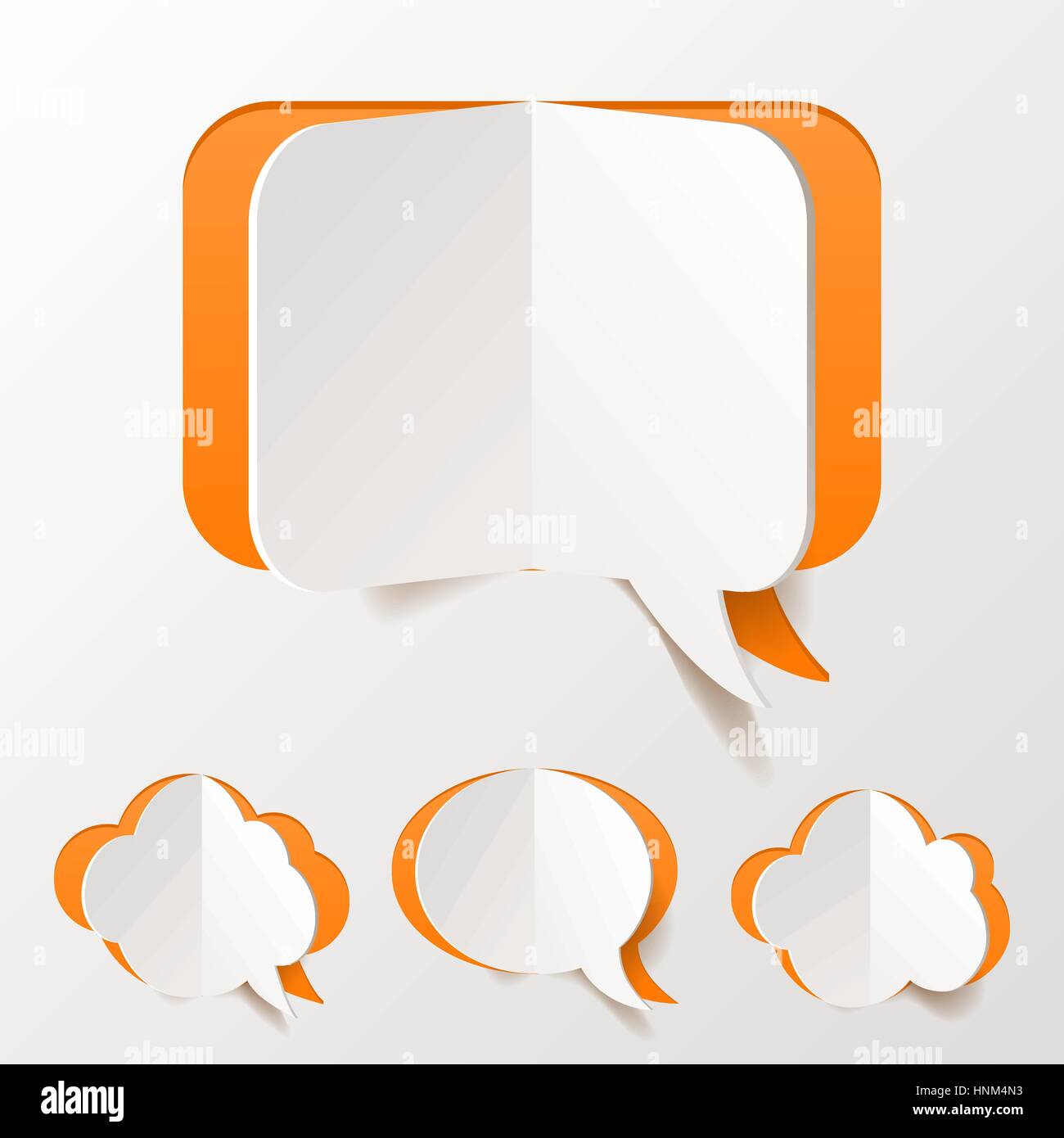 Abstract Orange Speech Bubble Set Cut of Paper Stock Vector Image & Art ...