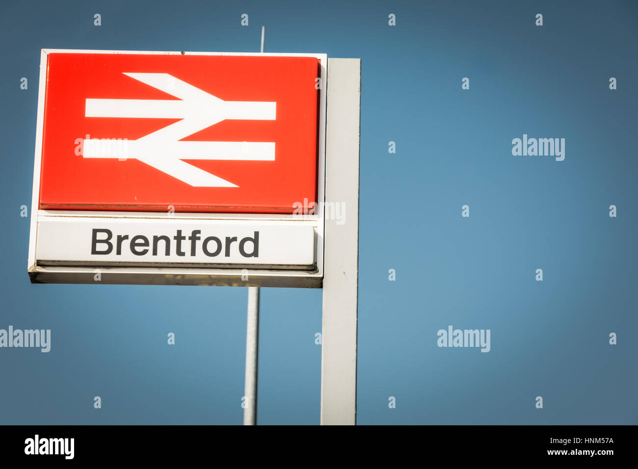 Network Rail signage outside Brentford Station in SW London, UK. Stock Photo