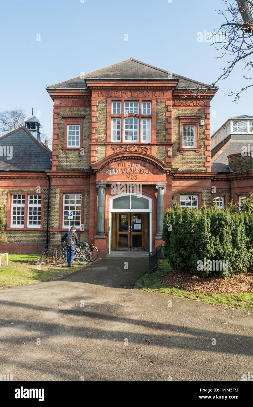 Brentford Library is a Grade II listed building at Boston Manor Road, Brentford, London. Stock Photo