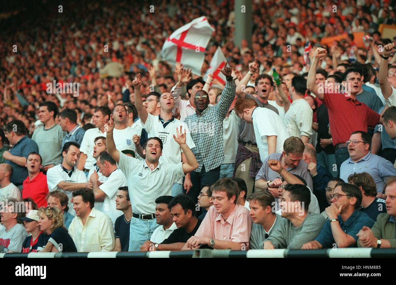 ENGLAND FANS AT WEMBLEY EURO 96 20 June 1996 Stock Photo