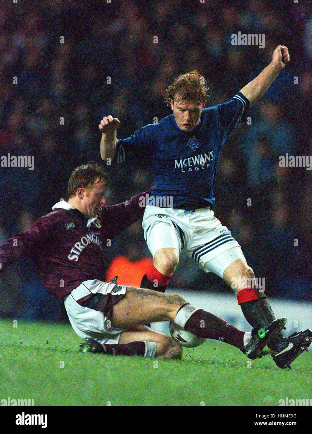 FRAIL CHALLENGES MCCALL RANGERS V HEARTS 21 January 1995 Stock Photo ...