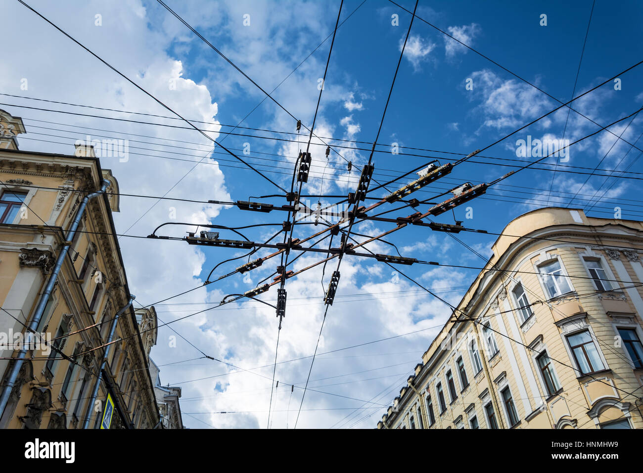 wire in the sky, anthropogenic impact Stock Photo