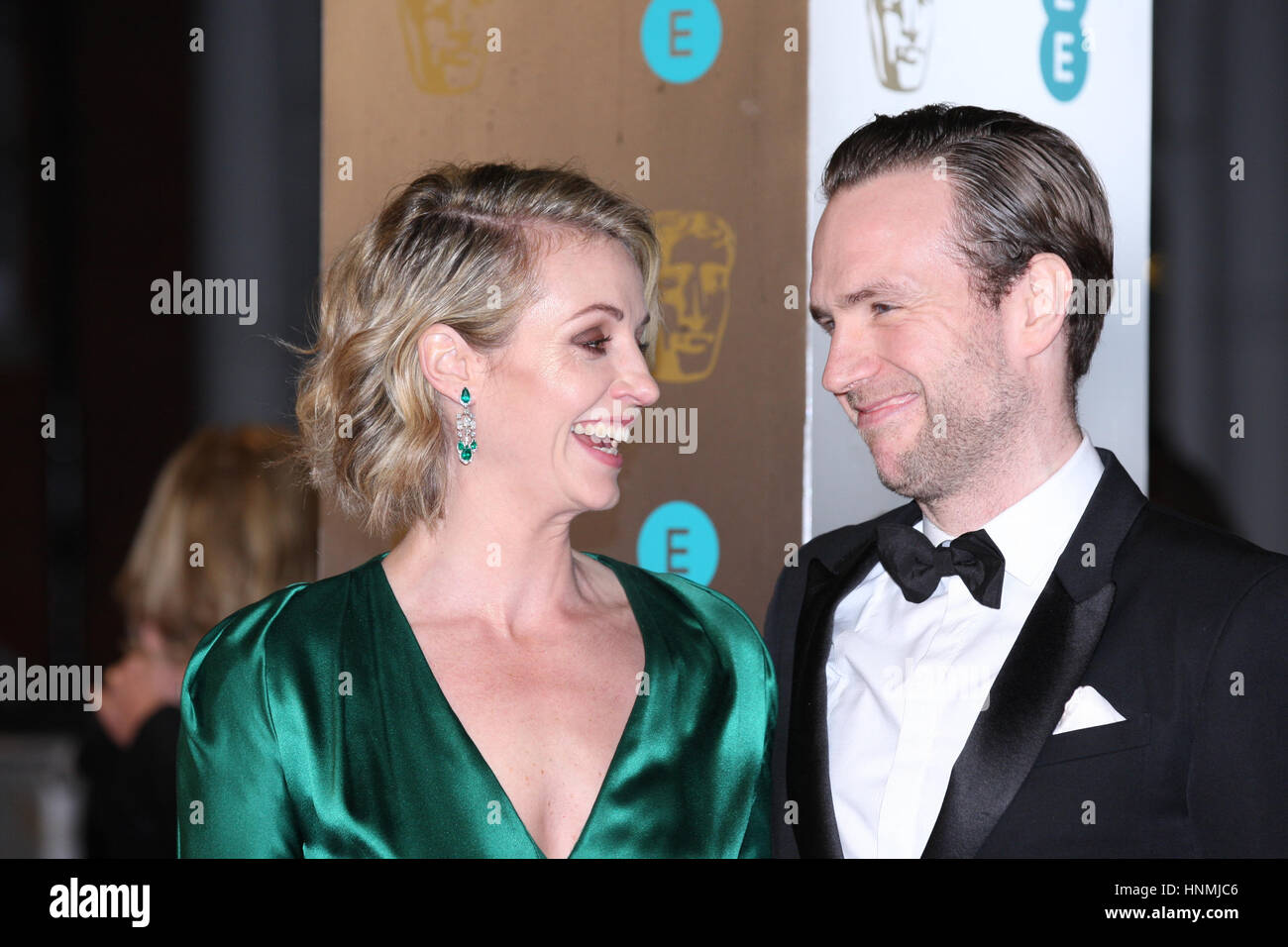 LONDON - FEB 12, 2017: Rafe Spall and Elize Du Toit attend The EE