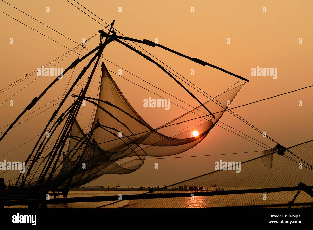 India, Chinese fisching nets in Cochin Stock Photo