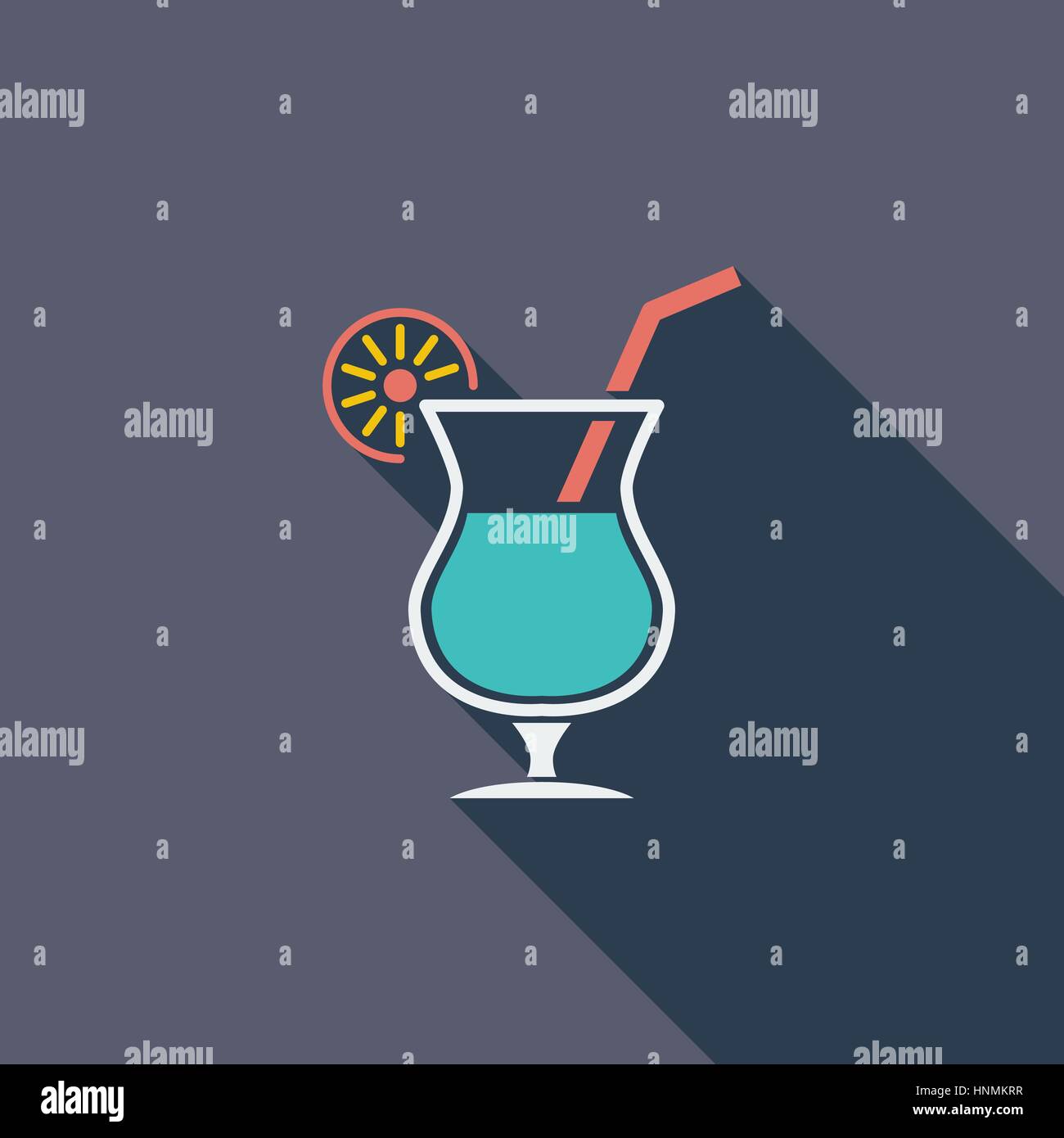 Cocktail icon. Flat vector related icon with long shadow for web and mobile applications. It can be used as - logo, pictogram, icon, infographic eleme Stock Vector