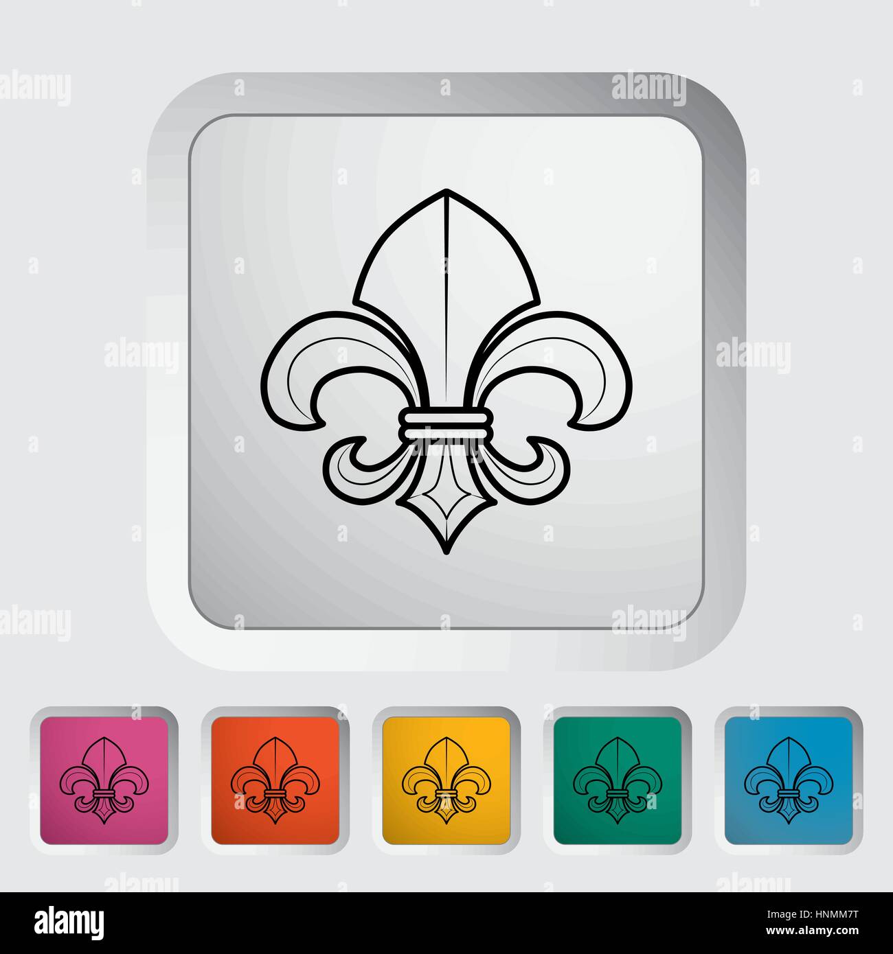 Fleur. Single flat icon on the button. Vector illustration. Stock Vector