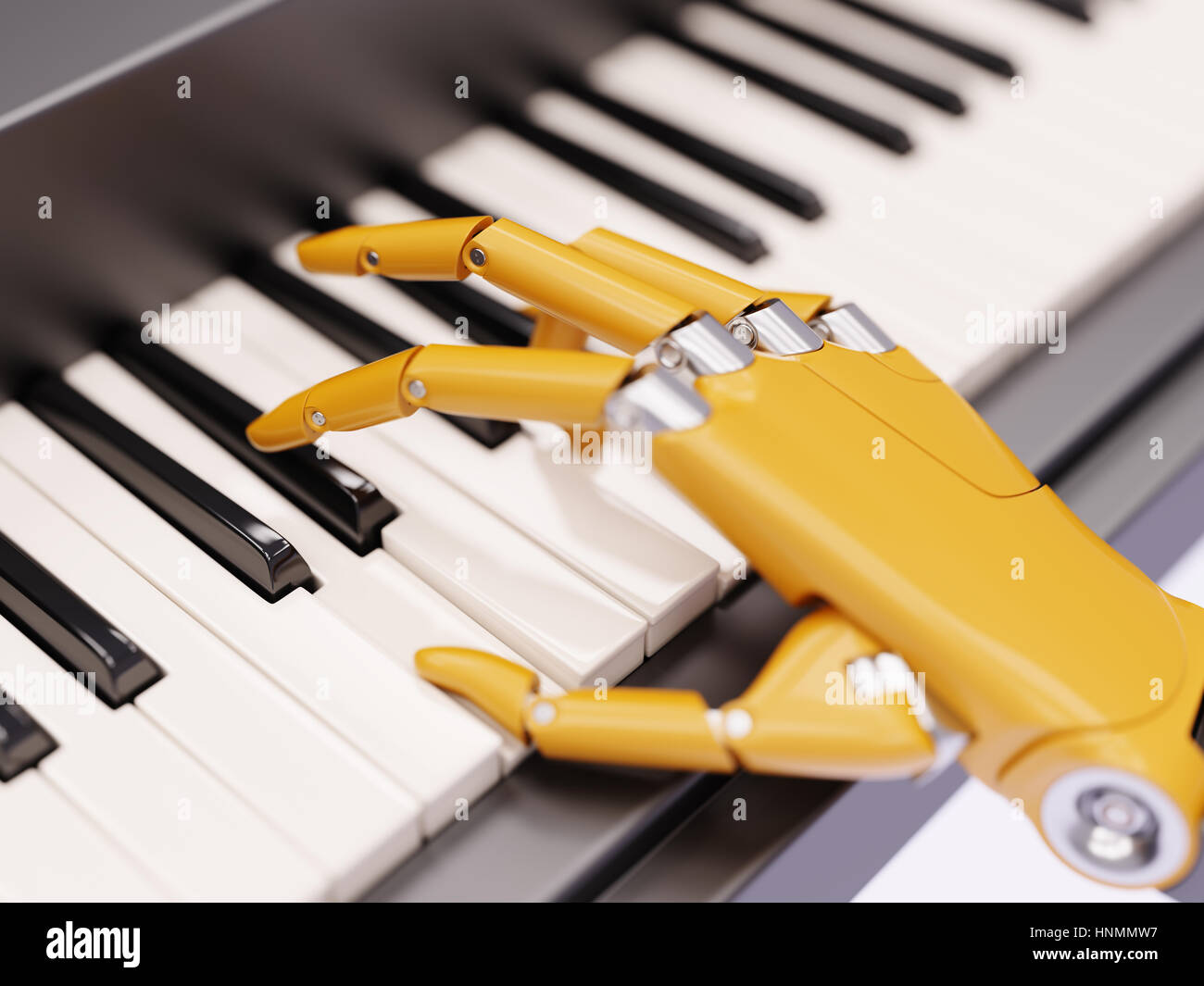 Robot Plays the Piano Artificial Intelligence Concept 3d Illustration