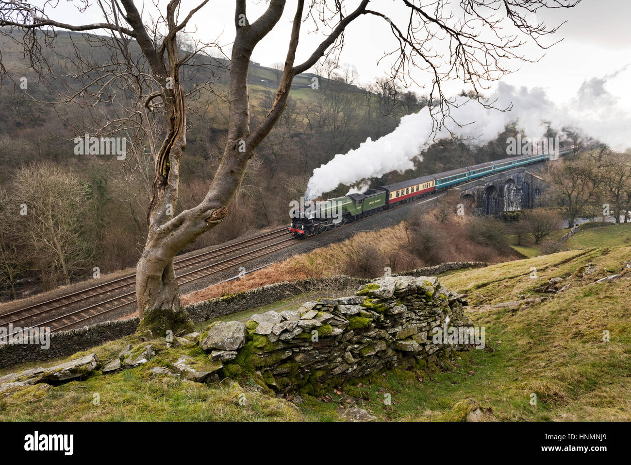 Stainforth, North Yorkshire, UK. 14th February 2017. Tornado on the Settle to Carlisle Railway, Stainforth, North Yorkshire, UK Credit: John Bentley/Alamy Live News Stock Photo