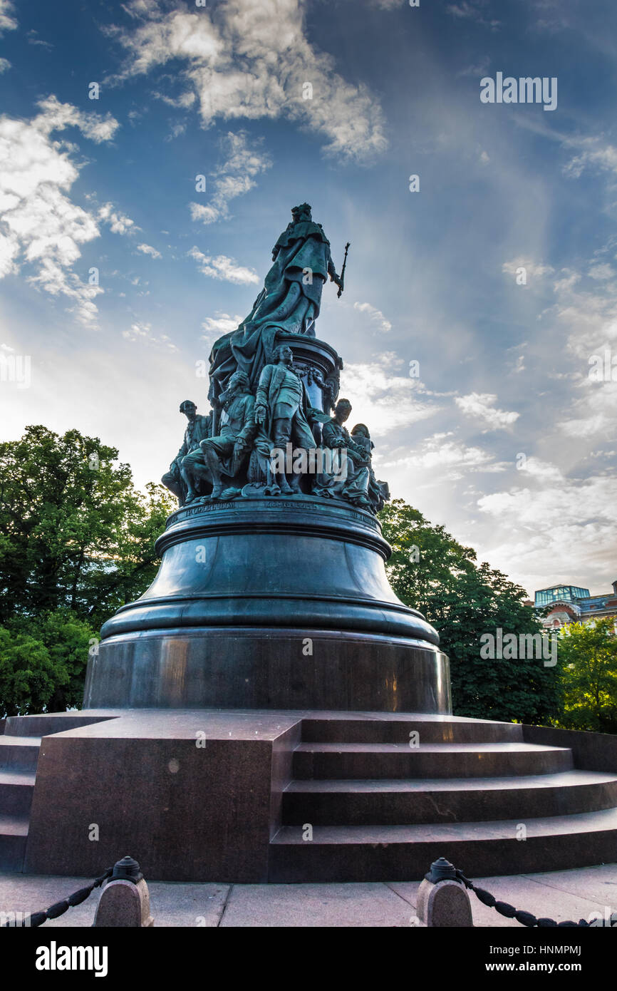 ST. PETERSBURG, RUSSIA - JULY 11, 2016: Monument to Catherine the Great, Saint Petersburg, Russia Stock Photo