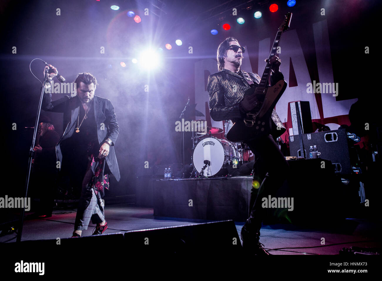 Milan, Italy. 14th Feb, 2017. American rock band Rival Sons perform live at Alcatraz during the tour for their last album “Hollow Bones” Credit: Mairo Cinquetti/Alamy Live News Stock Photo