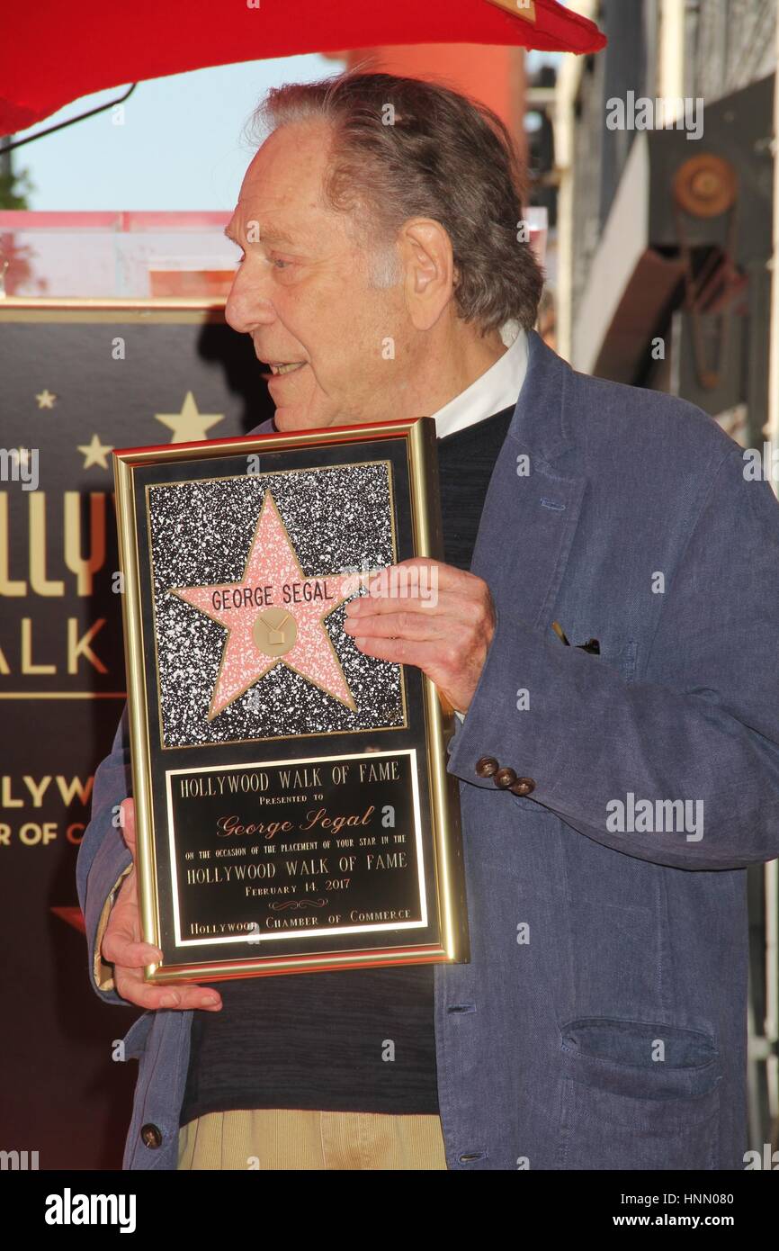 Hollywood, California, USA. 13th Feb, 2017. I15880CHW.George Segal Honored With Star On The Hollywood Walk Of Fame .6433 Hollywood Blvd in Front Of Historic Pacific Theatre, Hollywood, CA.02/14/2017.GEORGE SEGAL . © Clinton H.Wallace/Photomundo International/ Photos Inc Credit: Clinton Wallace/Globe Photos/ZUMA Wire/Alamy Live News Stock Photo